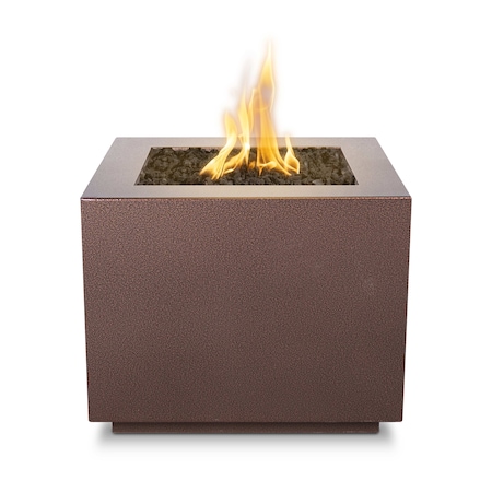 The Outdoor Plus 48 Square Forma Fire Pit, Powder Coated Metal, Copper Vein, Liquid Propane OPT-48PCSQE12V-CPV-LP